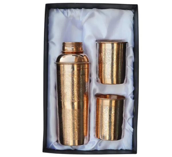 Copper_|_100%_Pure_Copper_Flora_Design_on_Water_Bottle_with_2_Glass_|_Water_stored_Overnight_in_Copper_Bottle_has_Ayurvedic_Health_Benefits_|_Helps_in_regulating_Women's_Healthy_Menstrual_Periods.