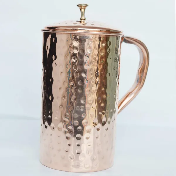 Copper_Hand_Crafted_Pure_Copper_Hammered_Copper_Jug_Pitcher_Serveware_and_Tableware_Good_Health_Benefits_-_1_Pitcher_Jug_and_6_Hammered_Glass