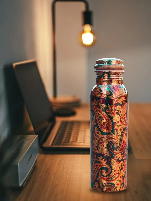 Copper_Pure_Copper_Water_Bottle_Handmade_Green_Print_|_Joint_Free_Leak_Proof_|_Ayurveda_Yoga_Health_Gym_Bottle