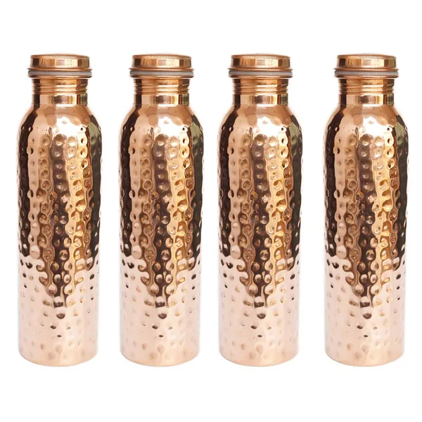 Copper_JR_Pure_Copper_Handmade_Diamond_Joint_Free_Leak_Proof_Ayurveda_Yoga_Health_Benefits_Kills_Bacteria_in_Water_Improves_Skin_Glow_and_Shine_Water_Bottle,_1000_ml,_Brown_-Set_of_4