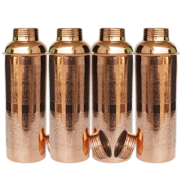 Copper_|_100%_Pure_Copper_Water_Bottle_Handmade_Flora_Design_|_Joint_Free_Leak_Proof_|_Ayurveda_Yoga_Health_Benefits_|_Kills_Bacteria_in_water_|_Helps_in_proper_digestion_|_1000_ML_|_Brown_Pack_Of_4