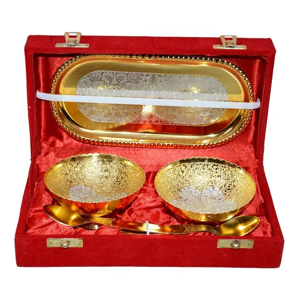 JR_gifts_&_handicrafts_Golden_and_Silver_Plated_Bowl_Set_Includes_2_Bowls,_2_Spoons_and_1_Tray_in_Gift_Box_-_Pack_of_4