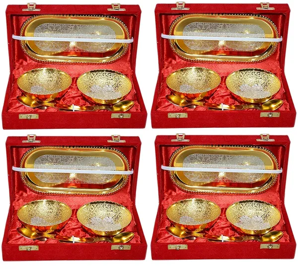 JR_gifts_&_handicrafts_Golden_and_Silver_Plated_Bowl_Set_Includes_2_Bowls,_2_Spoons_and_1_Tray_in_Gift_Box_-_Pack_of_4