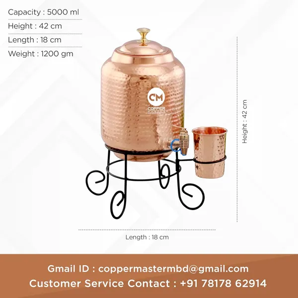 Copper-Master_Hammered_Water_Dispenser_(Matka/Pot)