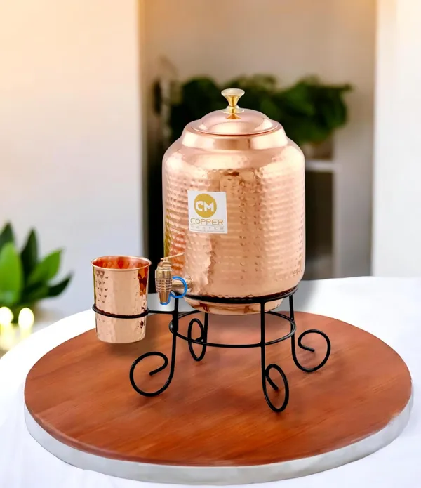 Copper-Master_Hammered_Water_Dispenser_(Matka/Pot)