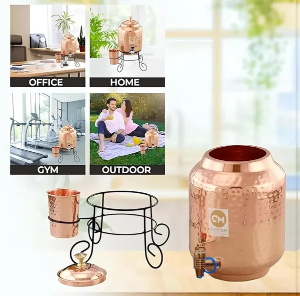 Copper-Master_Hammered_Water_Dispenser_(Matka/Pot)
