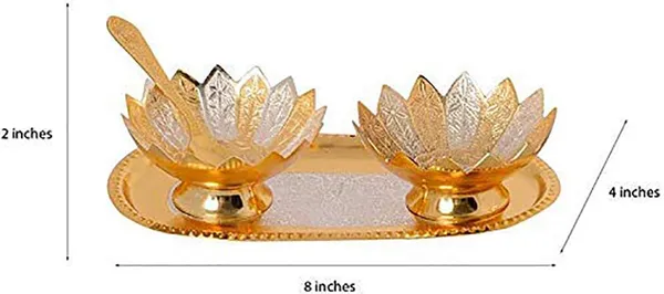 Designox_Copper_Metal_Floral_Bowl_Set_5_Pieces_Set_In_(Red_Velvet_Imitation_Jewelry_Box_With_Gift_Ribbon)_Pack_Of_1_Box,_250_Milliliter_-_250_Ml