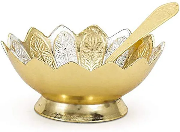 Designox_Copper_Metal_Floral_Bowl_Set_5_Pieces_Set_In_(Red_Velvet_Imitation_Jewelry_Box_With_Gift_Ribbon)_Pack_Of_1_Box,_250_Milliliter_-_250_Ml