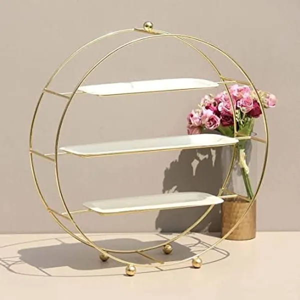 Copper_Gold_Plated_Round_Tea_Break_Buffet_Display_Pastry_Rack_Three_Tier_Sushi_Snack_Shelf_Banquet_Cold_Meal_Metal_Snacks_Organizer_|_Buffet_Server_|_Gold_and_White