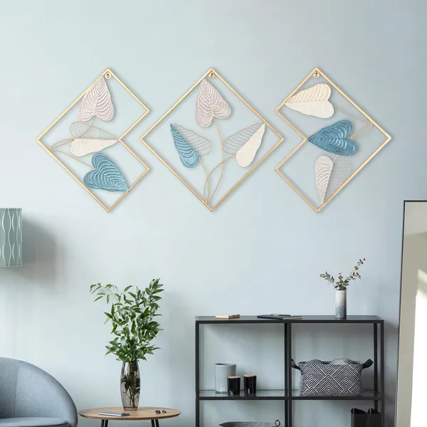 Copper_Handcrafted_Peepal_Leaf_Wall_Art_for_Living_Room,_Bedroom,_and_Office_Decoration_|_Set_of_3_Metal_Wall_Sculptures