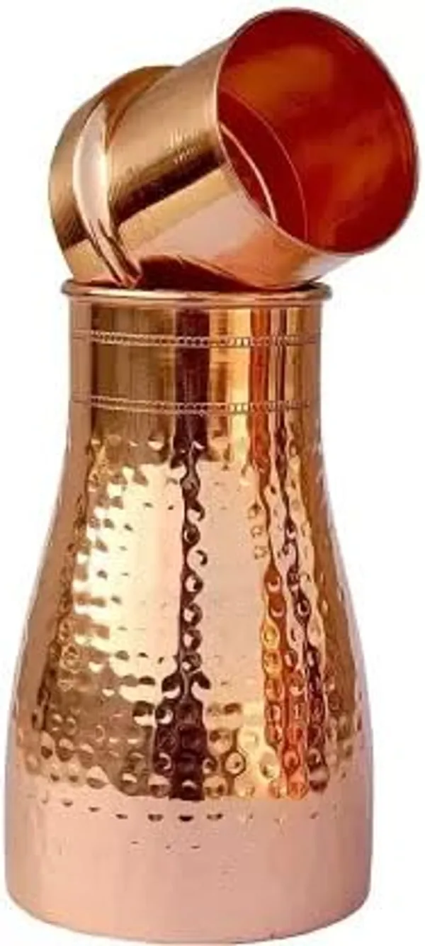 Copper_Material_Pure_Copper_Bottle_Type_Bedroom_Jar_Water_Bottle_|_Bedside_Bottle_with_Glass_|_Hammered_Finish_|1000_ml