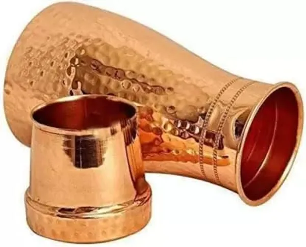Copper_Material_Pure_Copper_Bottle_Type_Bedroom_Jar_Water_Bottle_|_Bedside_Bottle_with_Glass_|_Hammered_Finish_|1000_ml