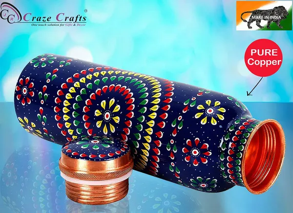 Modern_Art_Caliber_dots_Printed_Ayurvedic_Copper_Water_Bottle_1_L/1000_ml_(Blue)