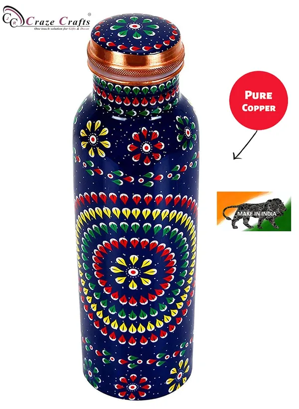 Modern_Art_Caliber_dots_Printed_Ayurvedic_Copper_Water_Bottle_1_L/1000_ml_(Blue)