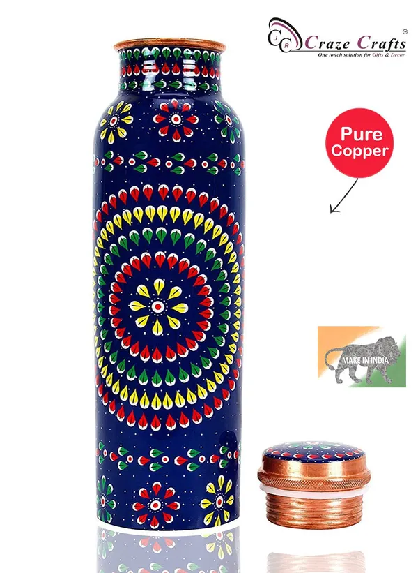 Modern_Art_Caliber_dots_Printed_Ayurvedic_Copper_Water_Bottle_1_L/1000_ml_(Blue)
