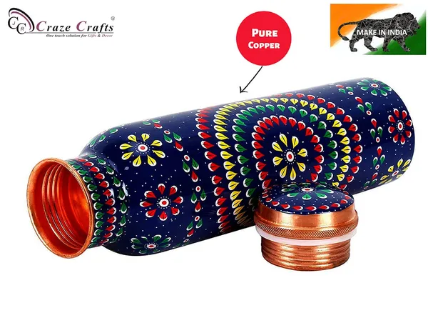 Modern_Art_Caliber_dots_Printed_Ayurvedic_Copper_Water_Bottle_1_L/1000_ml_(Blue)