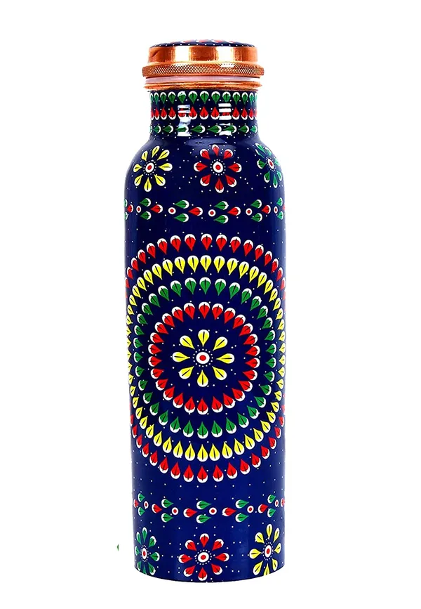Modern_Art_Caliber_dots_Printed_Ayurvedic_Copper_Water_Bottle_1_L/1000_ml_(Blue)