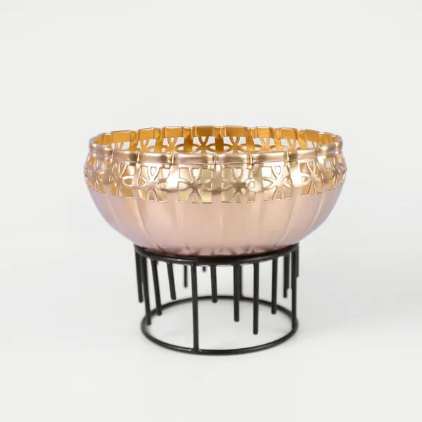 Copper_Elegant_Decorative_Bowl_with_Floral_Cutwork_and_Metal_Stand_–_Golden_Finish_Centerpiece_Bowl_for_Home_Décor,_Potpourri,_Dry_Fruits,_or_Tealight_Candle_Holder