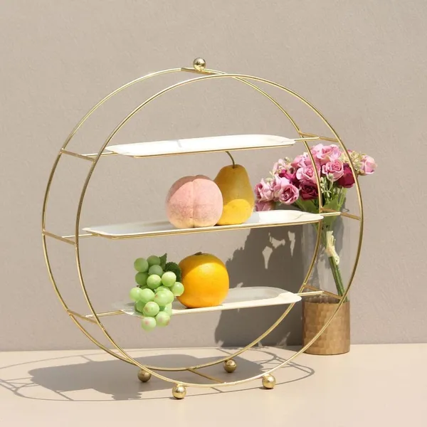 Copper_Gold_Plated_Round_Tea_Break_Buffet_Display_Pastry_Rack_Three_Tier_Sushi_Snack_Shelf_Banquet_Cold_Meal_Metal_Snacks_Organizer_|_Buffet_Server_|_Gold_and_White