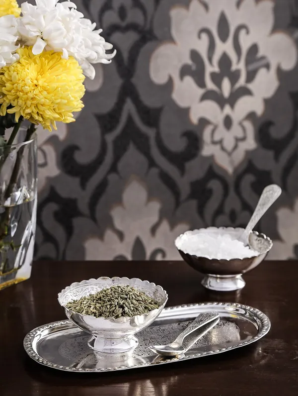 Richi_Rich_Silver_And_Gold_Plated_Brass_Bowl_And_Tray_Set_Of_5_Pcs,_Floral,_250_Milliliter_-_250_Ml