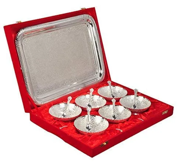 Copper__Silver_Plated_Bowl_Set_with_Royal_Velvet_Box-_13_PCS_Set