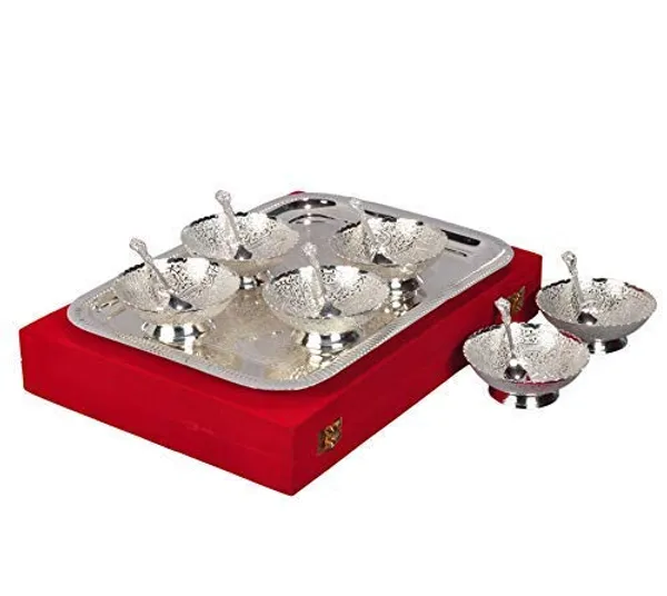 Copper__Silver_Plated_Bowl_Set_with_Royal_Velvet_Box-_13_PCS_Set
