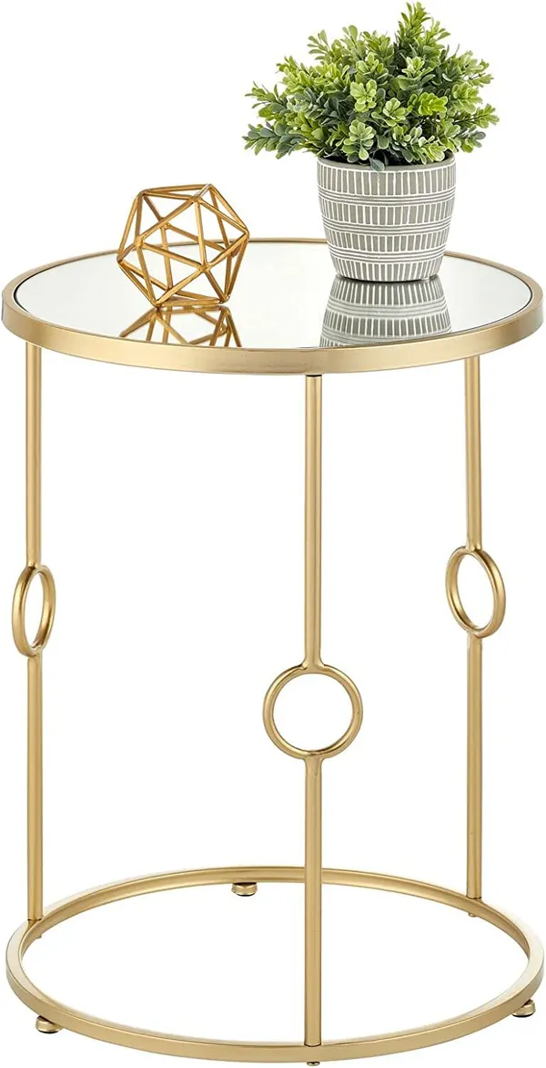 Copper_Round_Metal_Side/End_Table_with_Decorative_Legs,_in-Lay_Top,_Home_Decor_Accent_Furniture_for_Living_Room,_Bedroom_-Clear_Glass_Table_top