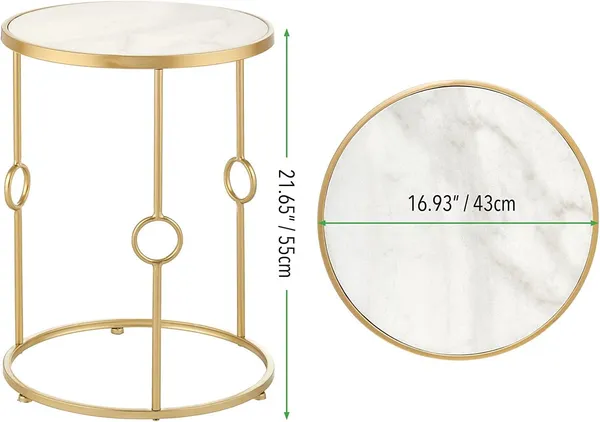 Copper_Round_Metal_Side/End_Table_with_Decorative_Legs,_in-Lay_Top,_Home_Decor_Accent_Furniture_for_Living_Room,_Bedroom_-Clear_Glass_Table_top
