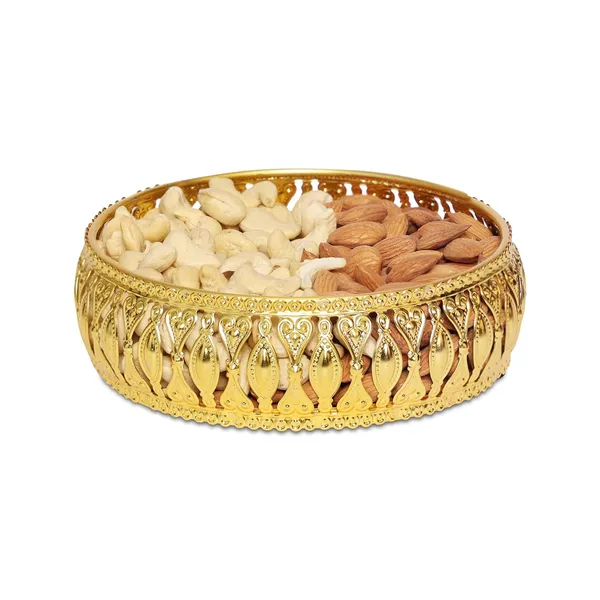 Copper_Round_German_Golden_Plated_Tray|Round_Decorative_Tray|Best_Gift_for_Pooja|_Décor|_Diwali_|Anniversary_|House_Warming_Birthday_(Pack_of_1)_Size:_6x6_Inches,Design_3