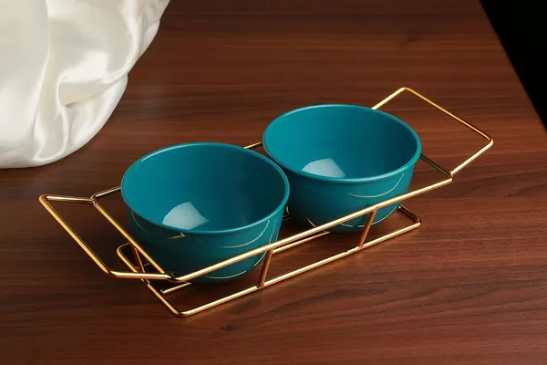 Copper_Serving_Metal_Two_Green_Bowl_Set_With_Gold_Plated_Wire_Tray_Pudding_Set_For_Center_Table_For_Guest_Wedding_Return_Gift,_300_ML