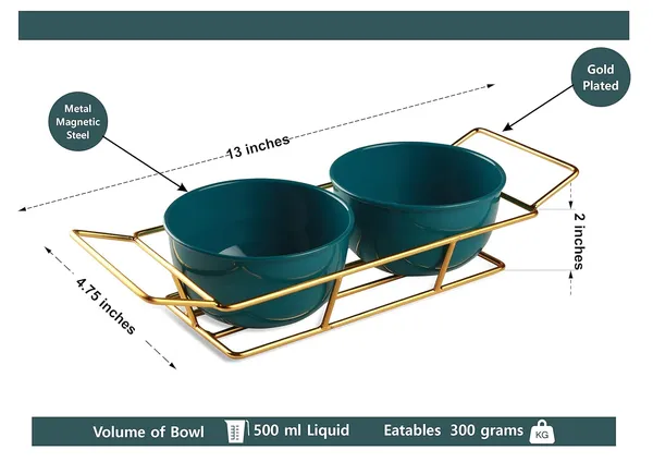 Copper_Serving_Metal_Two_Green_Bowl_Set_With_Gold_Plated_Wire_Tray_Pudding_Set_For_Center_Table_For_Guest_Wedding_Return_Gift,_300_ML