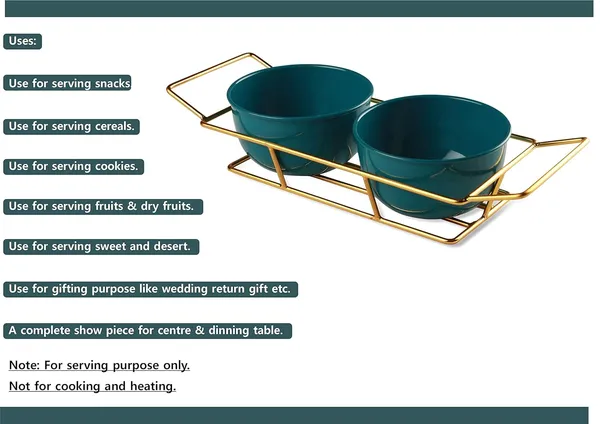 Copper_Serving_Metal_Two_Green_Bowl_Set_With_Gold_Plated_Wire_Tray_Pudding_Set_For_Center_Table_For_Guest_Wedding_Return_Gift,_300_ML