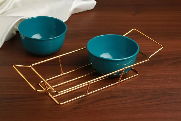 Copper_Serving_Metal_Two_Green_Bowl_Set_With_Gold_Plated_Wire_Tray_Pudding_Set_For_Center_Table_For_Guest_Wedding_Return_Gift,_300_ML