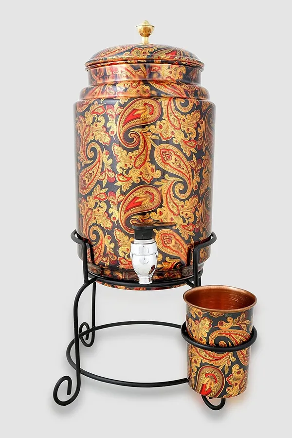 Copper_Hammer_Finish_5_Liter_Copper_Water_Dispenser_Matka_Tank_Pot_with_1_Glass_and_Iron_Stand_-_5000_ml