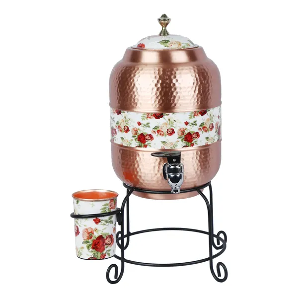 Copper_Handmade_Copper_Matka_Mette_Look_Hammer_With_Rose_New_Print_Design,_5_Liter,_3-Piece,_Clear