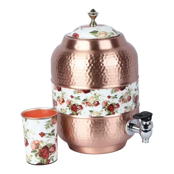Copper_Handmade_Copper_Matka_Mette_Look_Hammer_With_Rose_New_Print_Design,_5_Liter,_3-Piece,_Clear