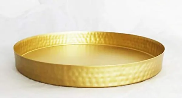 Copper_Round_Serving_Decorative_Hammered_Iron_Tray_with_Gold_Powder_Coating,_Trays_for_Centre_Table_and_Home_Decor_(12_x_1.25_Inches)