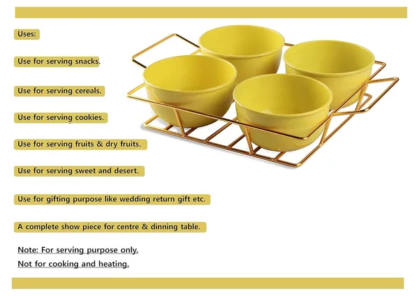 Copper_Snack_Four_Metal_Bowl_Gold_Plated_Tray_with_Handle_for_Fresh_Fruit_Tray,_Dried_Fruit_Tray,_with_Tray,_Snack_Tray,_Grid_Plate_(Gold_and_Lime)_Ramekin_Guest_Refeshment_Set