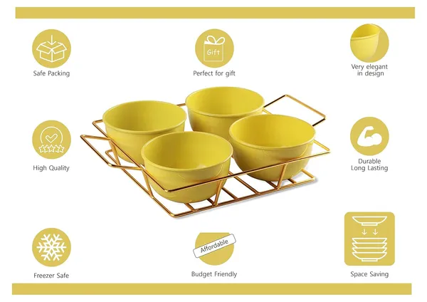 Copper_Snack_Four_Metal_Bowl_Gold_Plated_Tray_with_Handle_for_Fresh_Fruit_Tray,_Dried_Fruit_Tray,_with_Tray,_Snack_Tray,_Grid_Plate_(Gold_and_Lime)_Ramekin_Guest_Refeshment_Set
