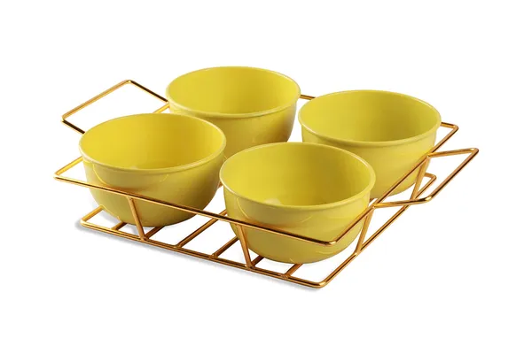 Copper_Snack_Four_Metal_Bowl_Gold_Plated_Tray_with_Handle_for_Fresh_Fruit_Tray,_Dried_Fruit_Tray,_with_Tray,_Snack_Tray,_Grid_Plate_(Gold_and_Lime)_Ramekin_Guest_Refeshment_Set