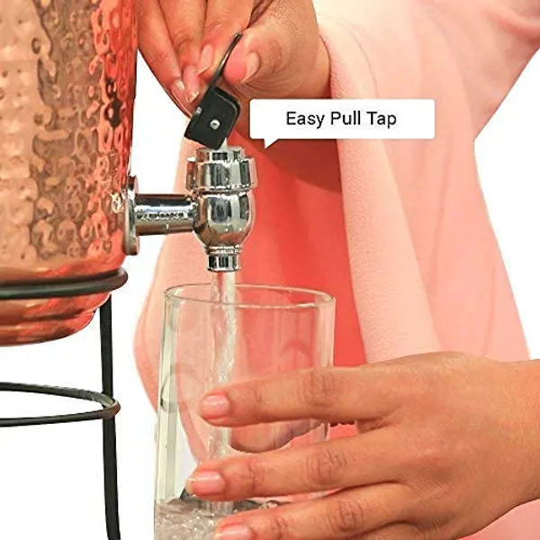 Copper_Handmade_Copper_Matka_Hammer_Beads_Dots_5_Litre_Copper_Water_Dispenser_(Matka/Pot)_Container_Pot_with_2_Copper_Glass_and_Stand_,Pure_Copper_and_Ayurveda_Health_Benefits_(Storing_Capacity_5_Liter)_for_home_office_and_party