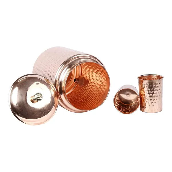 Copper_Handmade_Copper_Matka_Hammer_Beads_Dots_5_Litre_Copper_Water_Dispenser_(Matka/Pot)_Container_Pot_with_2_Copper_Glass_and_Stand_,Pure_Copper_and_Ayurveda_Health_Benefits_(Storing_Capacity_5_Liter)_for_home_office_and_party