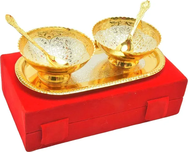 Copper__Brass_Bowl_Set,Pack_of_2,(Golden)