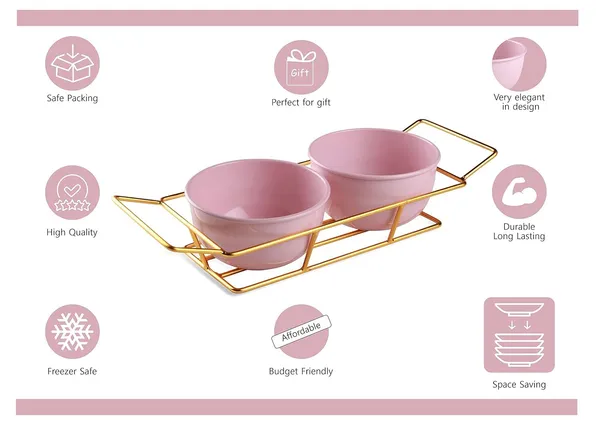 Copper_Serving_Metal_Two_Pink_Color_Bowl
