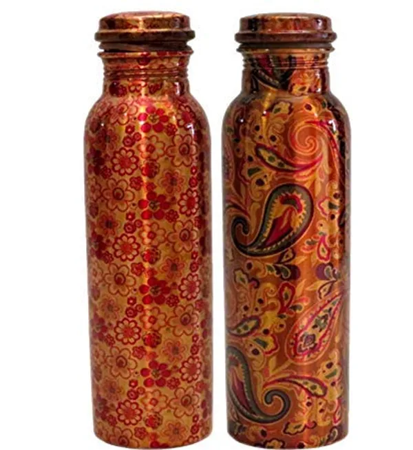 Copper_Printed_Copper_Water_Bottle_1_Liter_Leak_Proof_Lacquer_Coated_Pure_Copper_for_Travelling_Purpose,Yoga_Ayurveda_Healing_Health_Benefits,_1000_Ml(Pack_of_2)