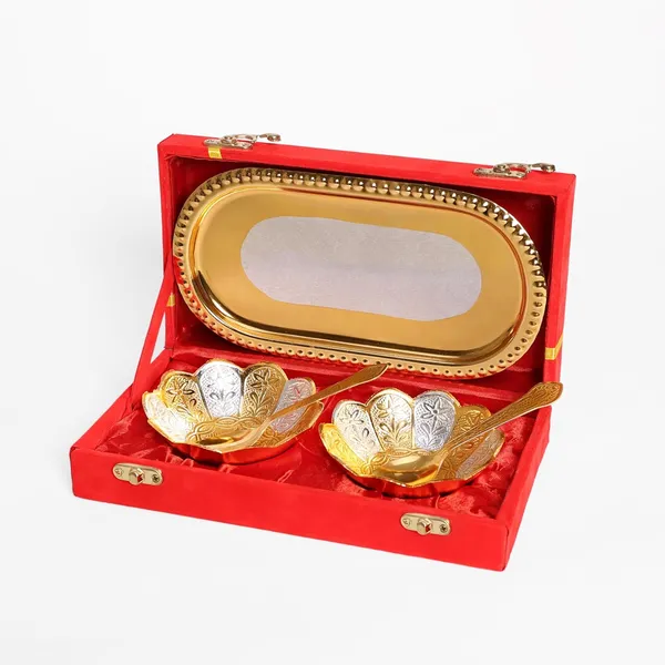 Copper_German_Silver_and_Gold_Plated_Metal_2_Bowls_Set_with_Tray_and_2_Spoons_-_in_Velvet_Gift_Box_for_Birthday_Home_Decor_Housewarming