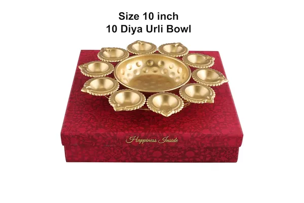 Copper_Metal_Decorative_Metal_Diya_Traditional_Diya_Urli_Tealight_Holder_Golden_Bowl_for_Floating_Flowers_Home,Office_Wedding_Decor_Size_10_Inches_with_10_diyas_with_Gift_Box