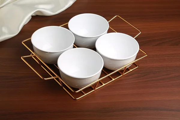 Copper_Snack_Four_Metal_Bowl_Gold_Plated_Tray_with_Handle_for_Fresh_Fruit_Tray,_Dried_Fruit_Tray,_with_Tray,_Snack_Tray,_Grid_Plate_(Gold_and_White)_Ramekin_Guest_Refeshment_Set