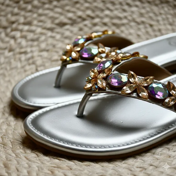Silver_Polyster_Silver_Spark_Flats_For_Women