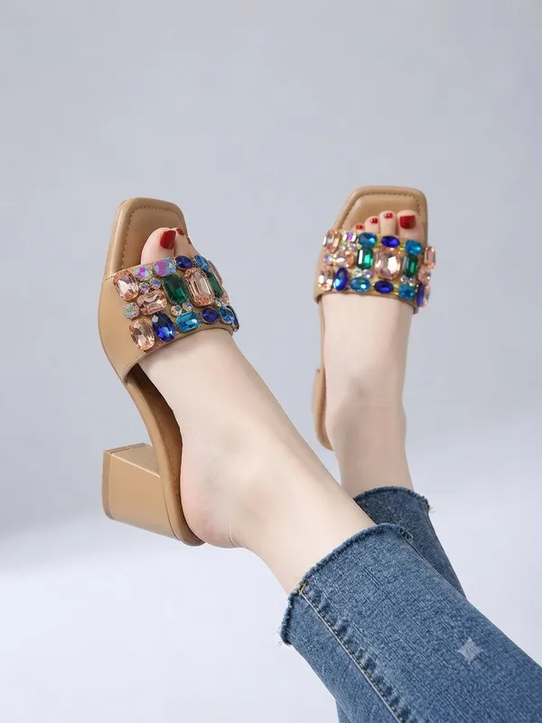 Elegant_Multicolor_Rhinestone_Block_Heel_Sandals_For_Women_|_2_Inches